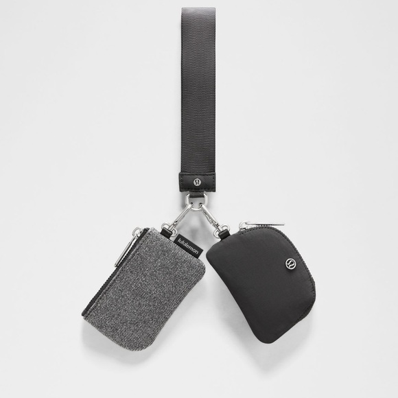 lululemon athletica Handbags - Lululemon Dual Pouch Wristlet glitter Dark Silver/Graphite Grey/Silver NWT